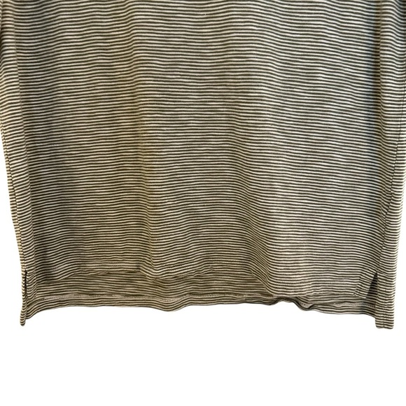 Talbots cotton green white modal striped top with tie sleeves M - Picture 7 of 11